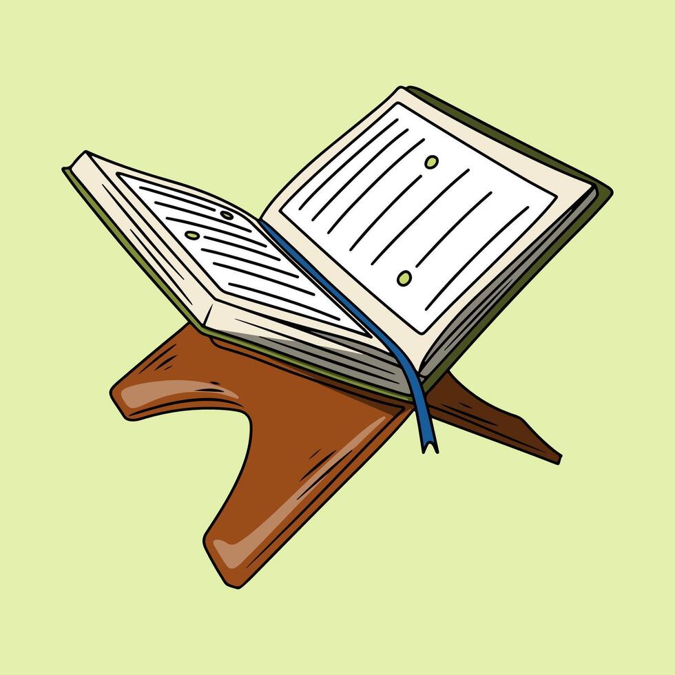 Illustration of Open Quran on Stand vector