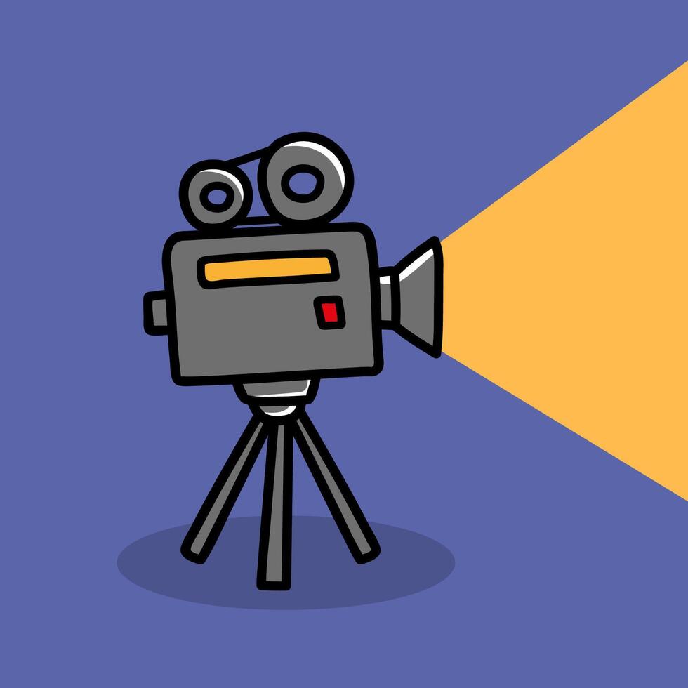 Camera recorder standing on a tripod vector