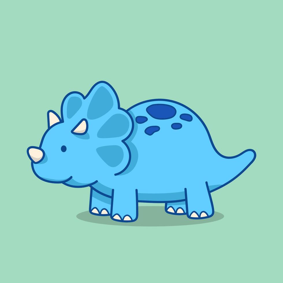 Cute blue triceratops character standing vector