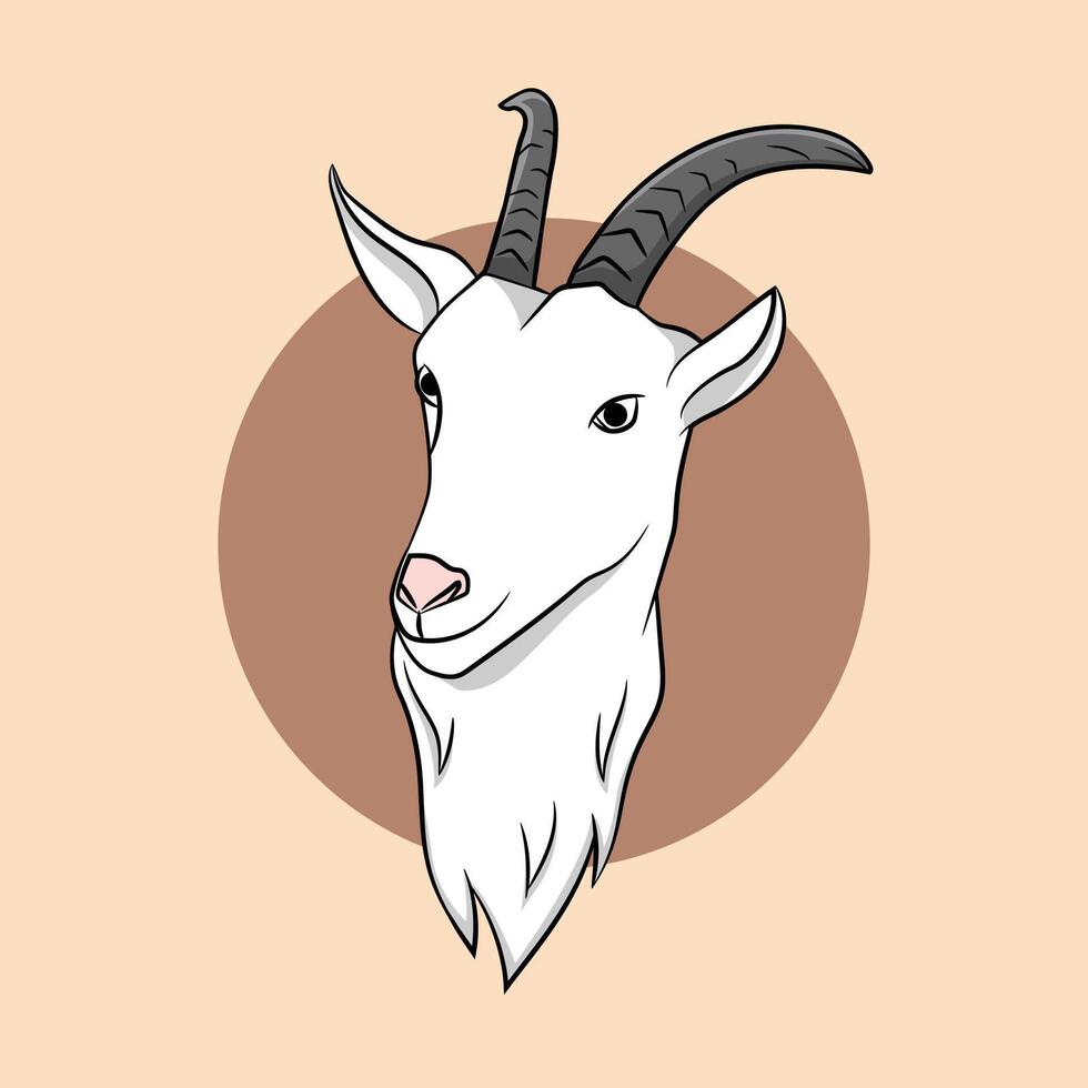 The goat's head is white with black horns vector