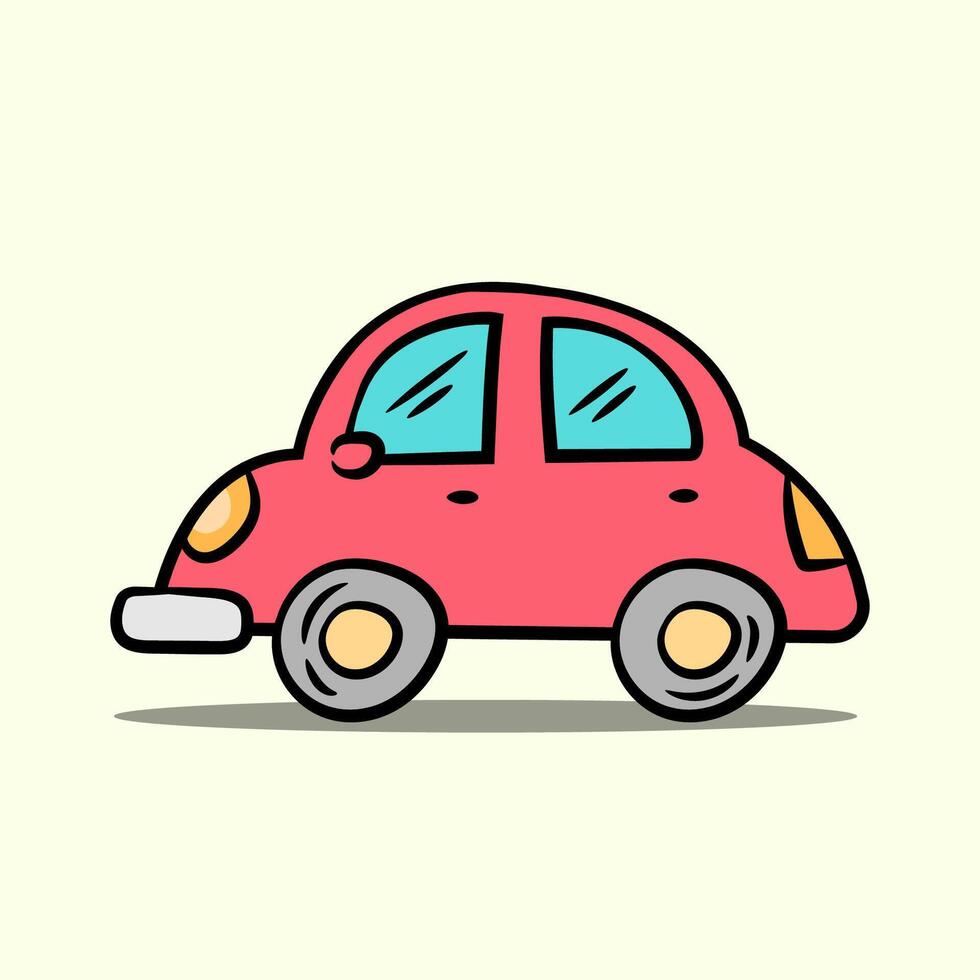 Cute red car with classic and retro style vector