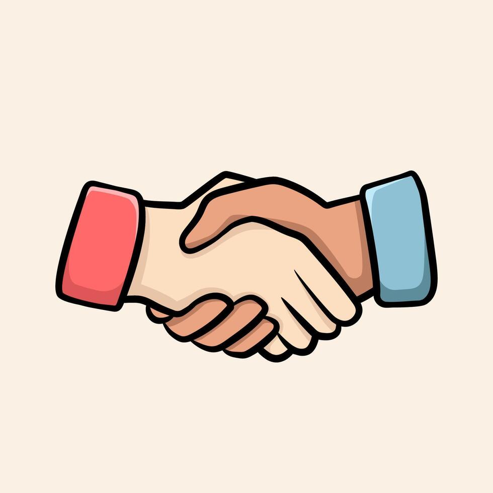 Illustration of a handshake hands with different colored skin vector