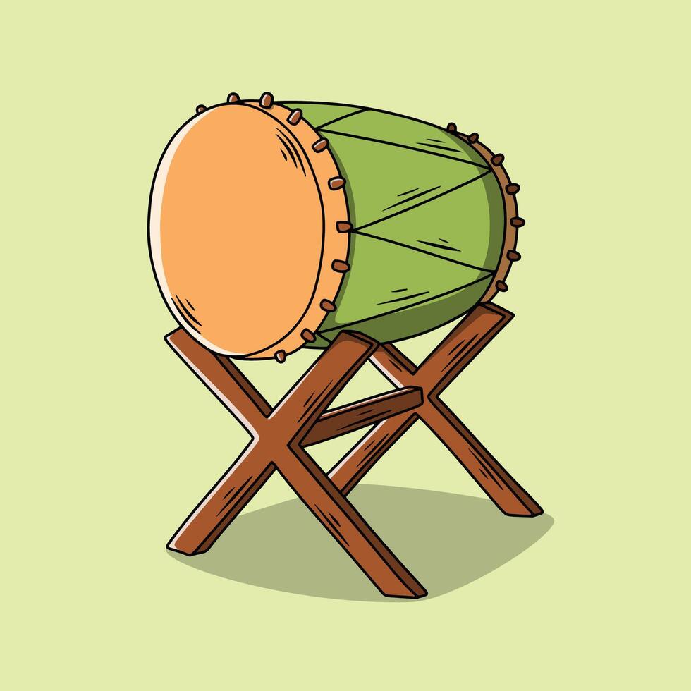 Illustration of a Traditional Mosque Drum on Stand vector