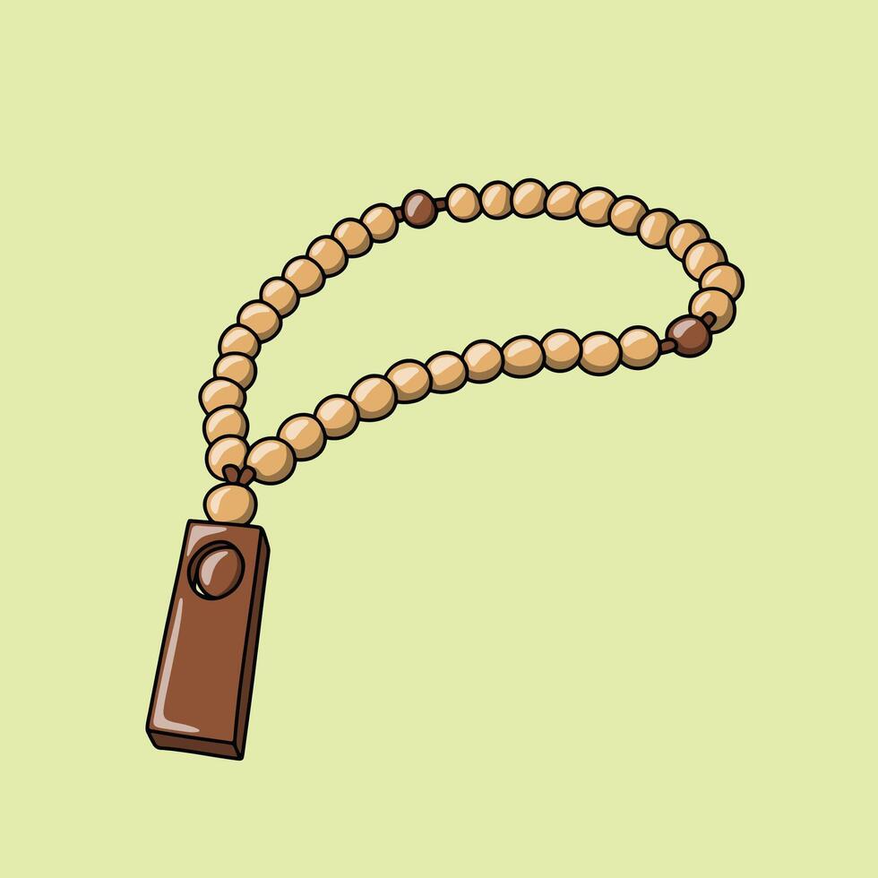Illustration of Prayer Beads with Wooden Pendant vector