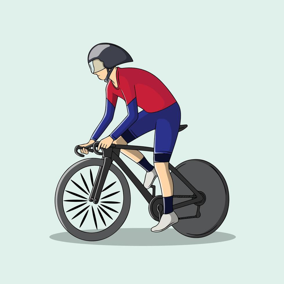 Male cyclist pedaling a bicycle vector