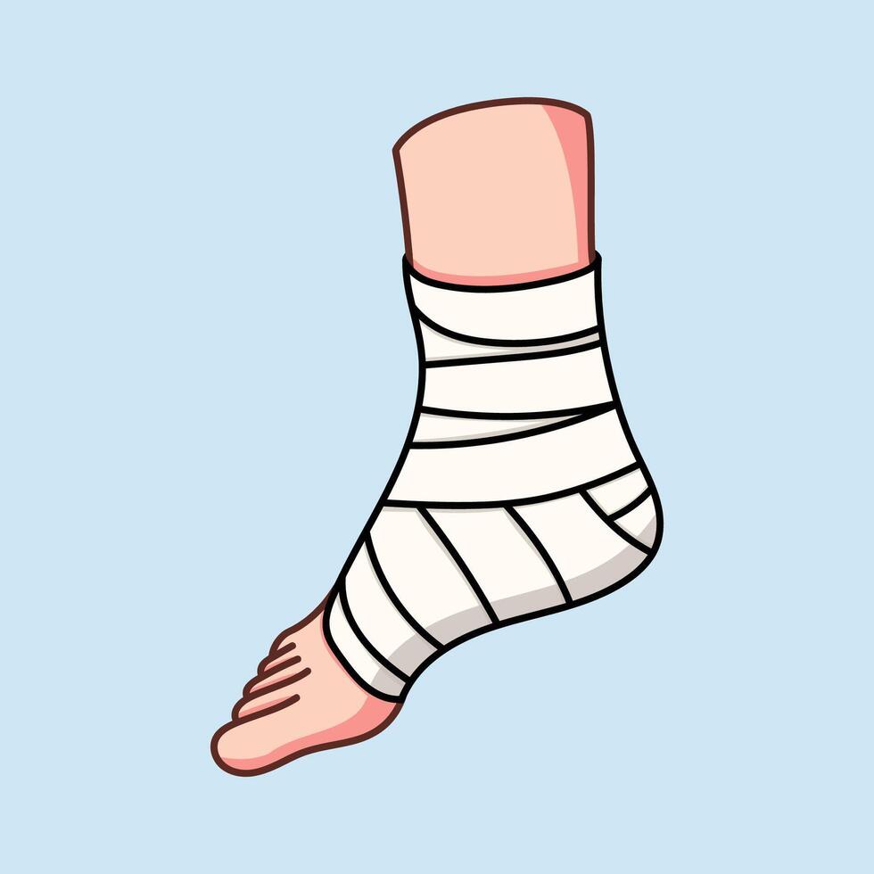 The broken leg at the ankle dressing with a bandage vector