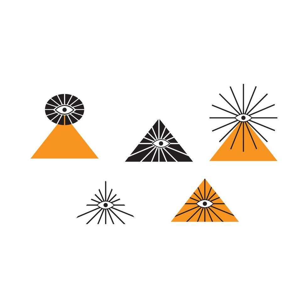 A set of four triangles with an eye in the middle vector