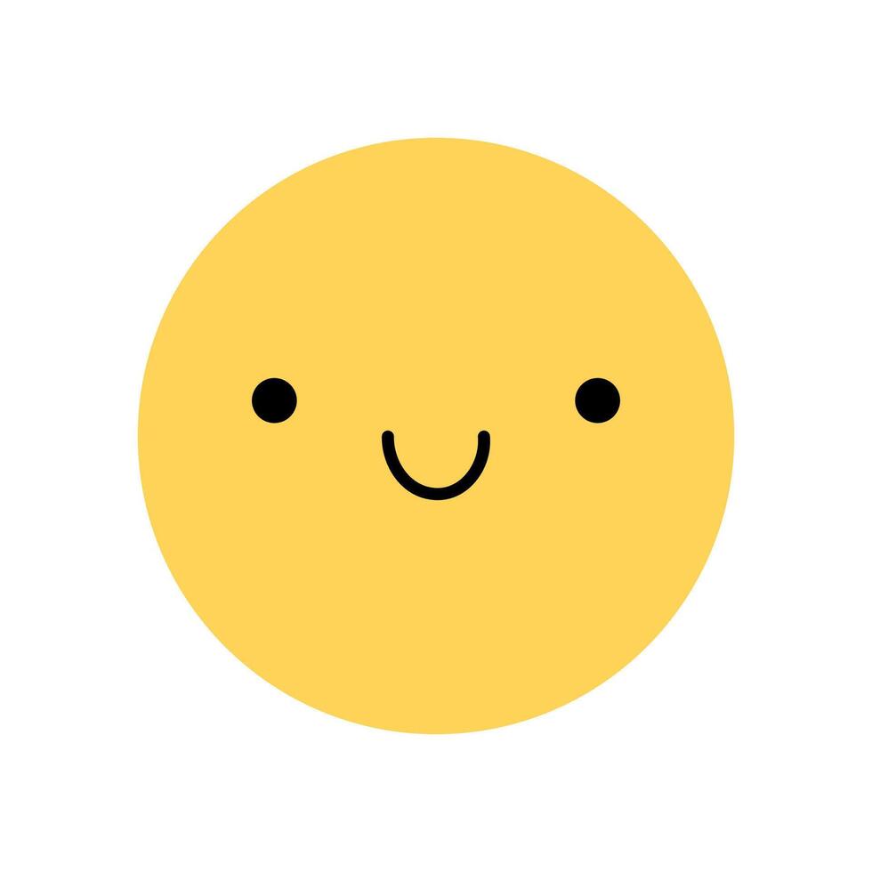 Cute yellow smile icon with happy facial expression. Character with joyful mood isolated on a white background. flat illustration. Perfect for social media, stickers. vector