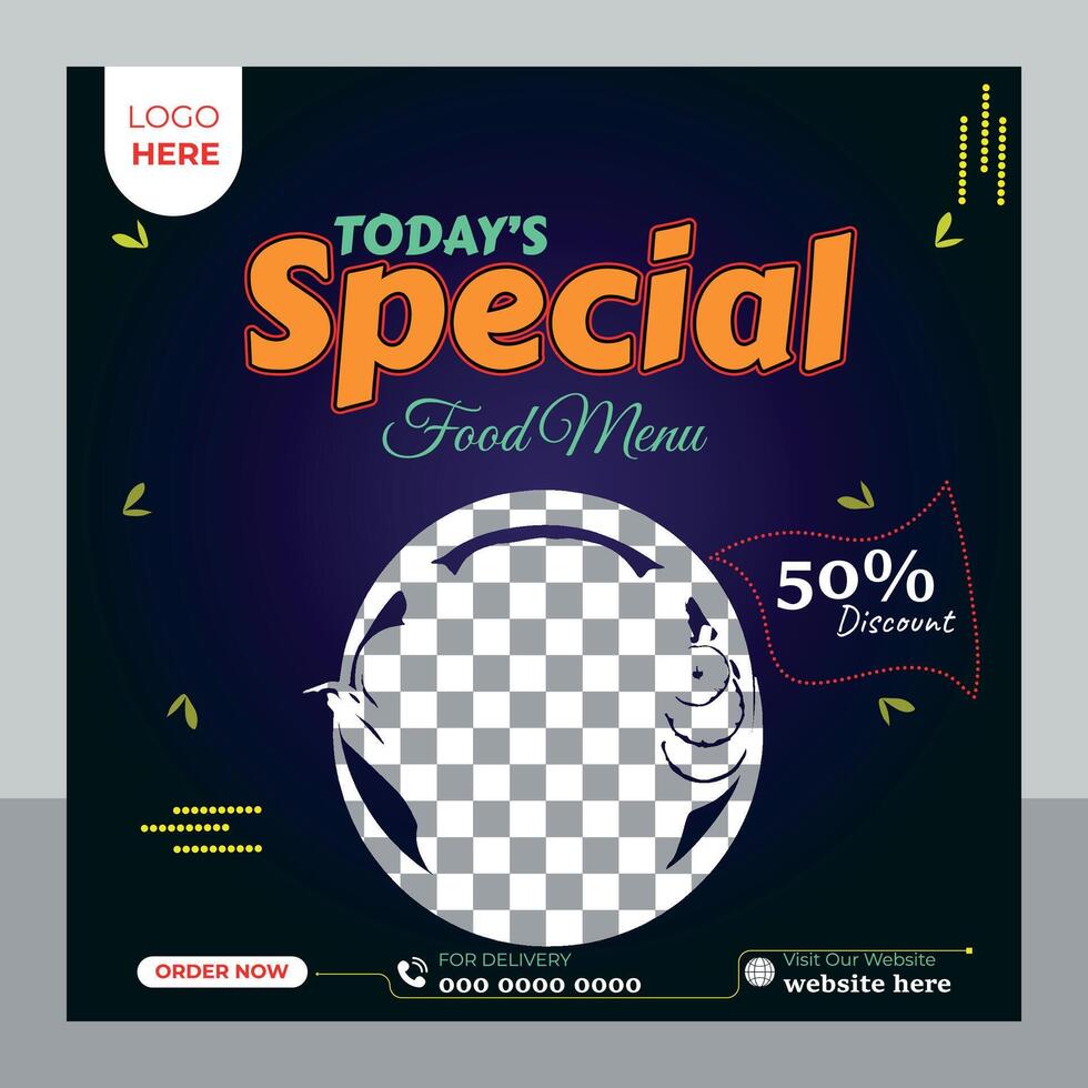 Creative Food Special Social Media Post Design Template vector