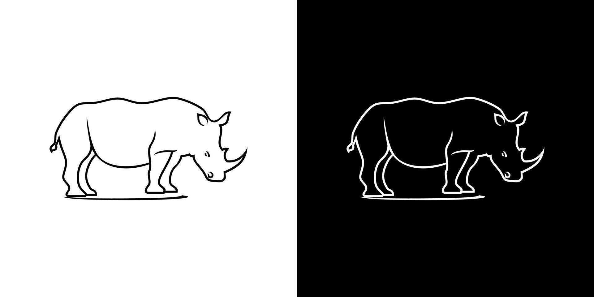 Rhino line outline graphic rhinoceros wildlife design vector