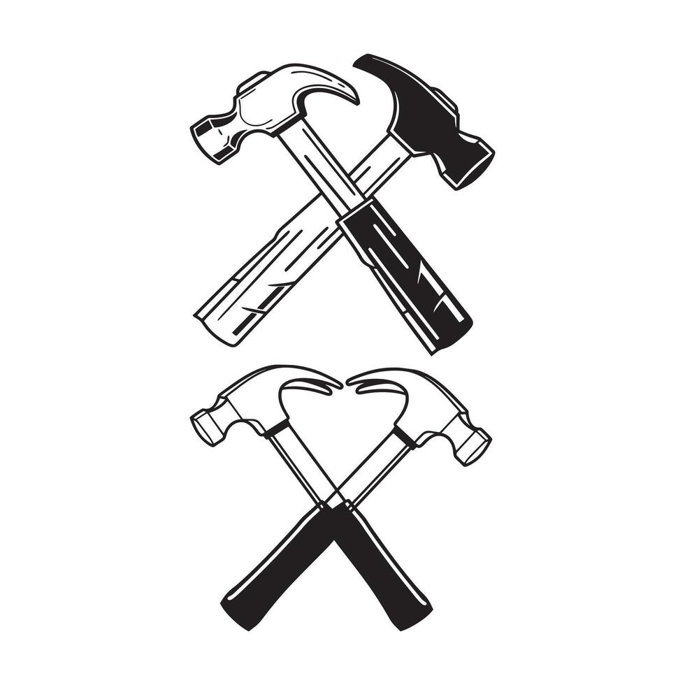 Hammer black silhouette icon. vector