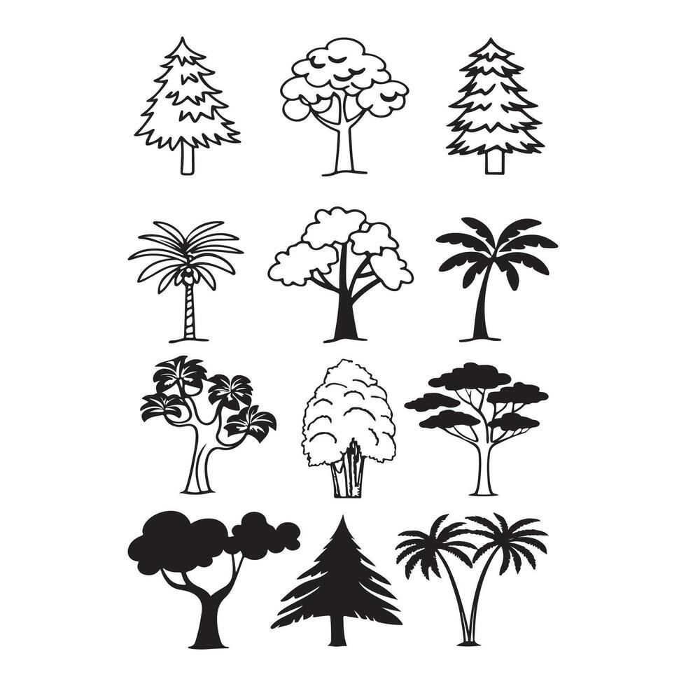 Trees Set icon Illustration vector