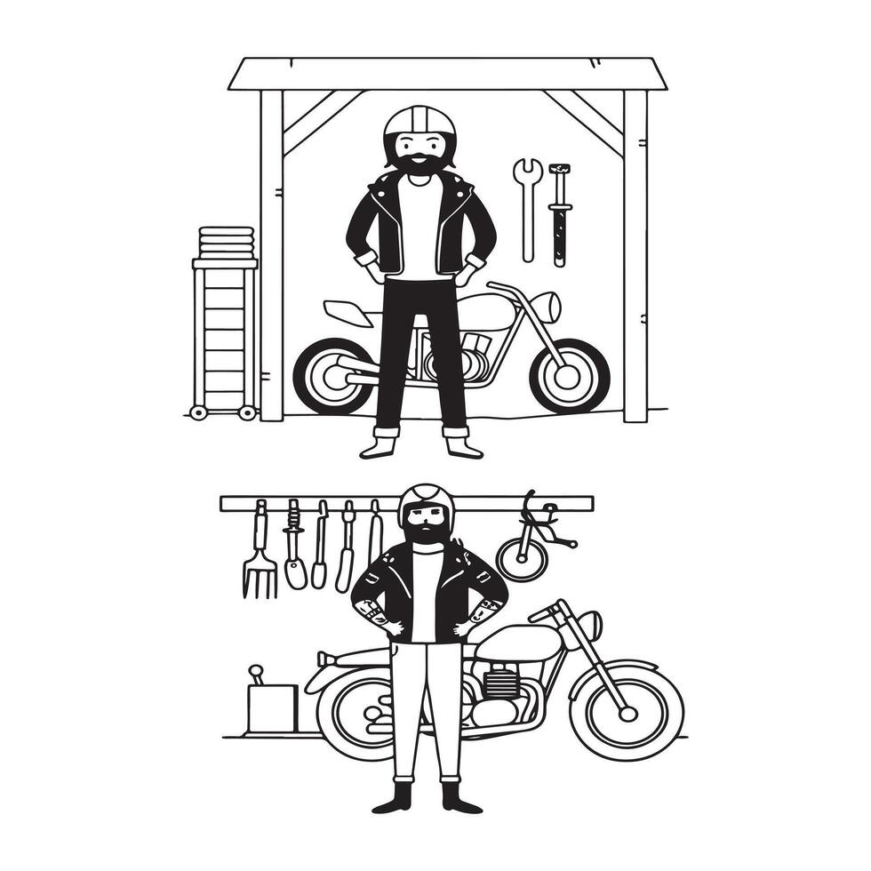 illustration of a bicycle and biker vector