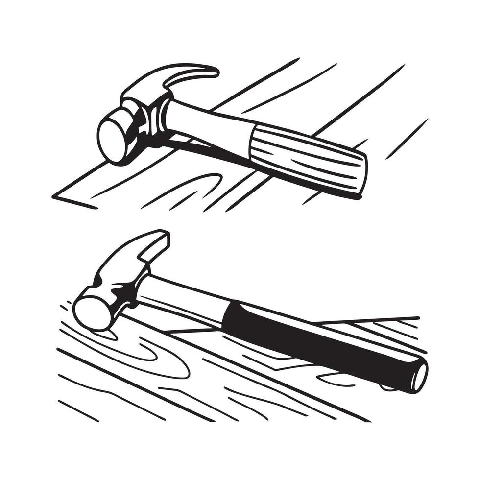Set of hand drawn hammer tools vector