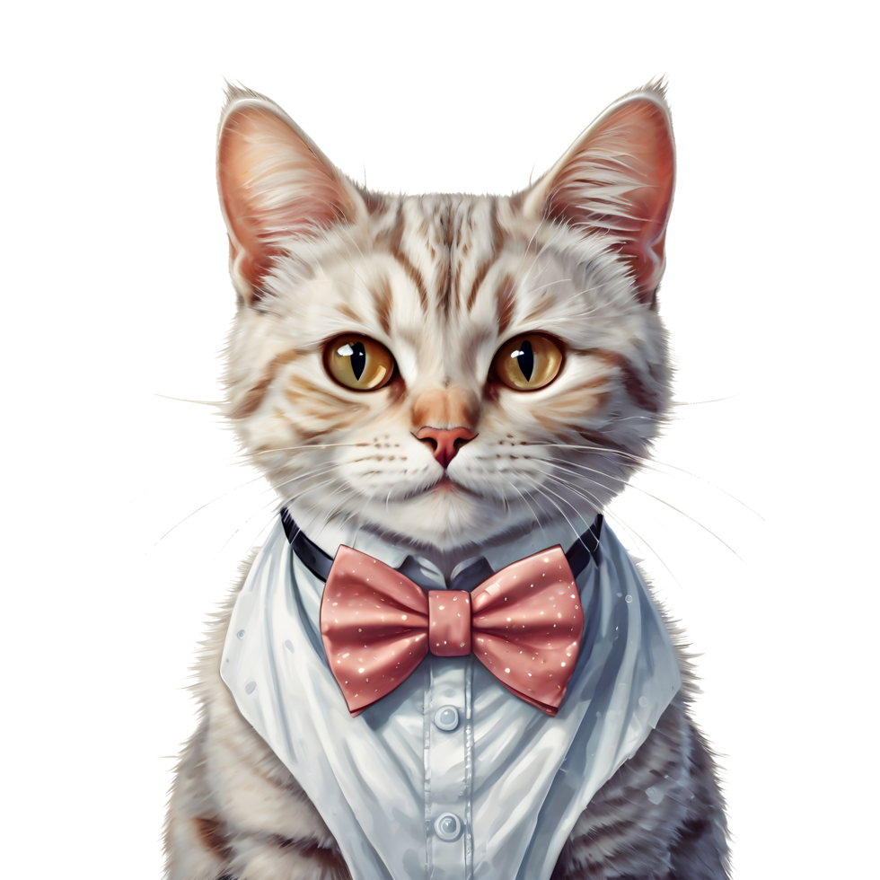 Charming Cartoon Cat with a Bowtie png