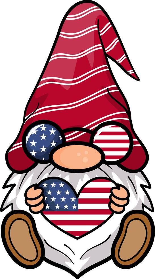 Cute Gnom with 4th of July illustration vector