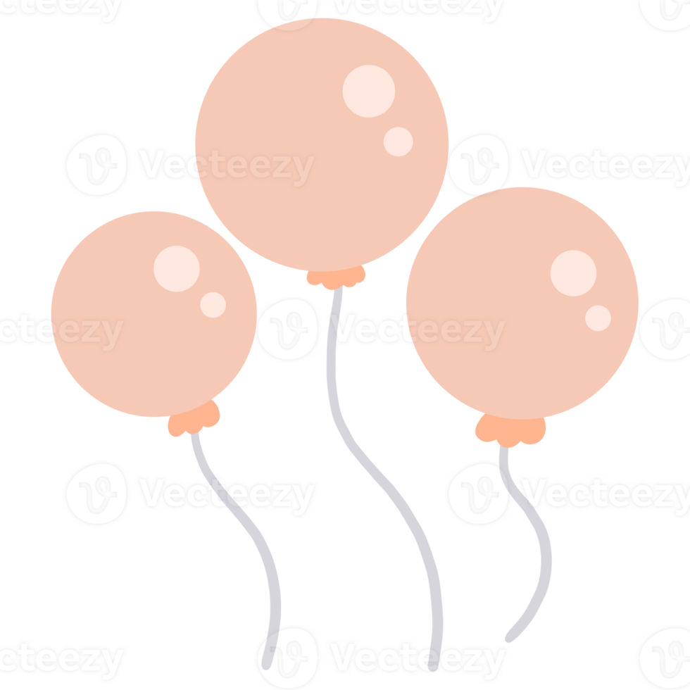 three pink balloons on a transparent background png