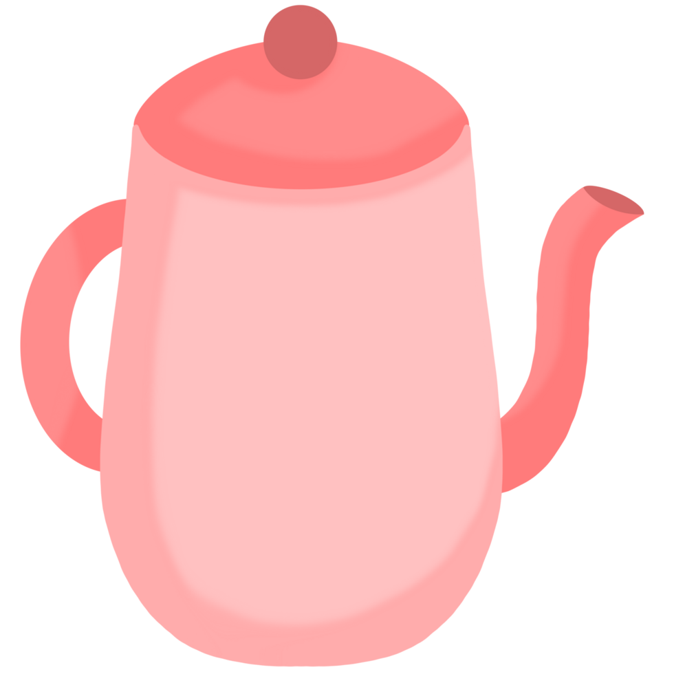 a pink tea kettle on a transparent background png