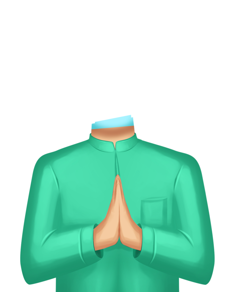 a man in green clothes praying with his hands folded png