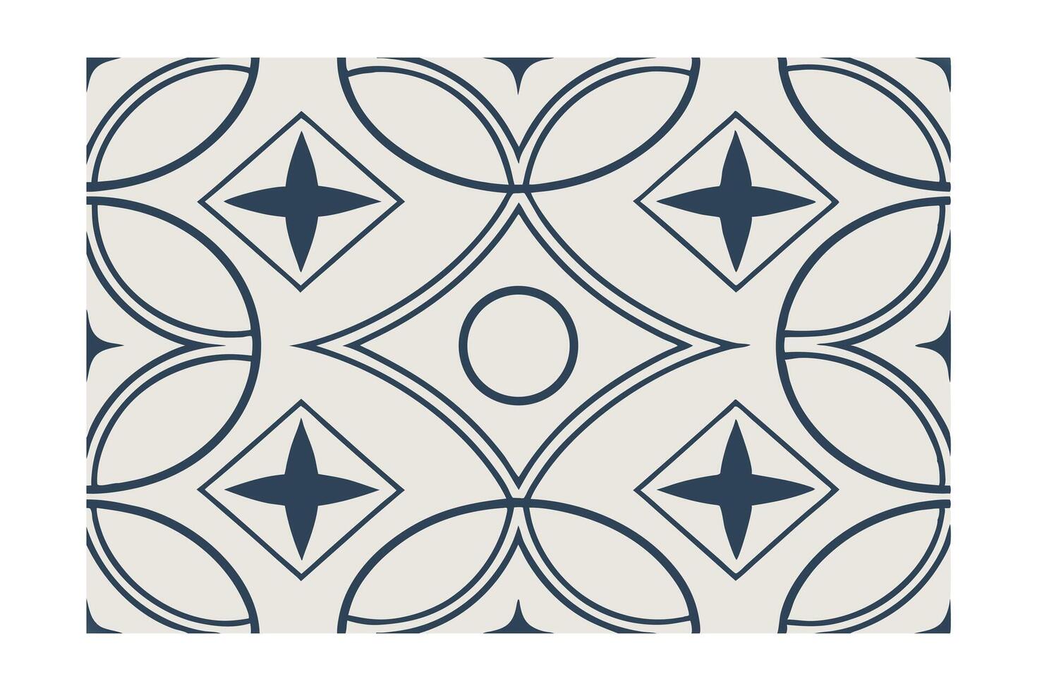 Ornamental Pattern With Geometric Shapes In Navy And Beige For Decorative Backgrounds,Tiles,And Interior Design Projects Neutral Tones vector