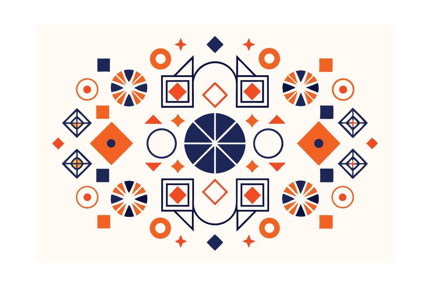 Abstract Geometric Pattern In Orange And Navy Modern And Eye Catching Design Ideal For Backgrounds And Creative Projects With A Playful And Clean Aesthetic vector