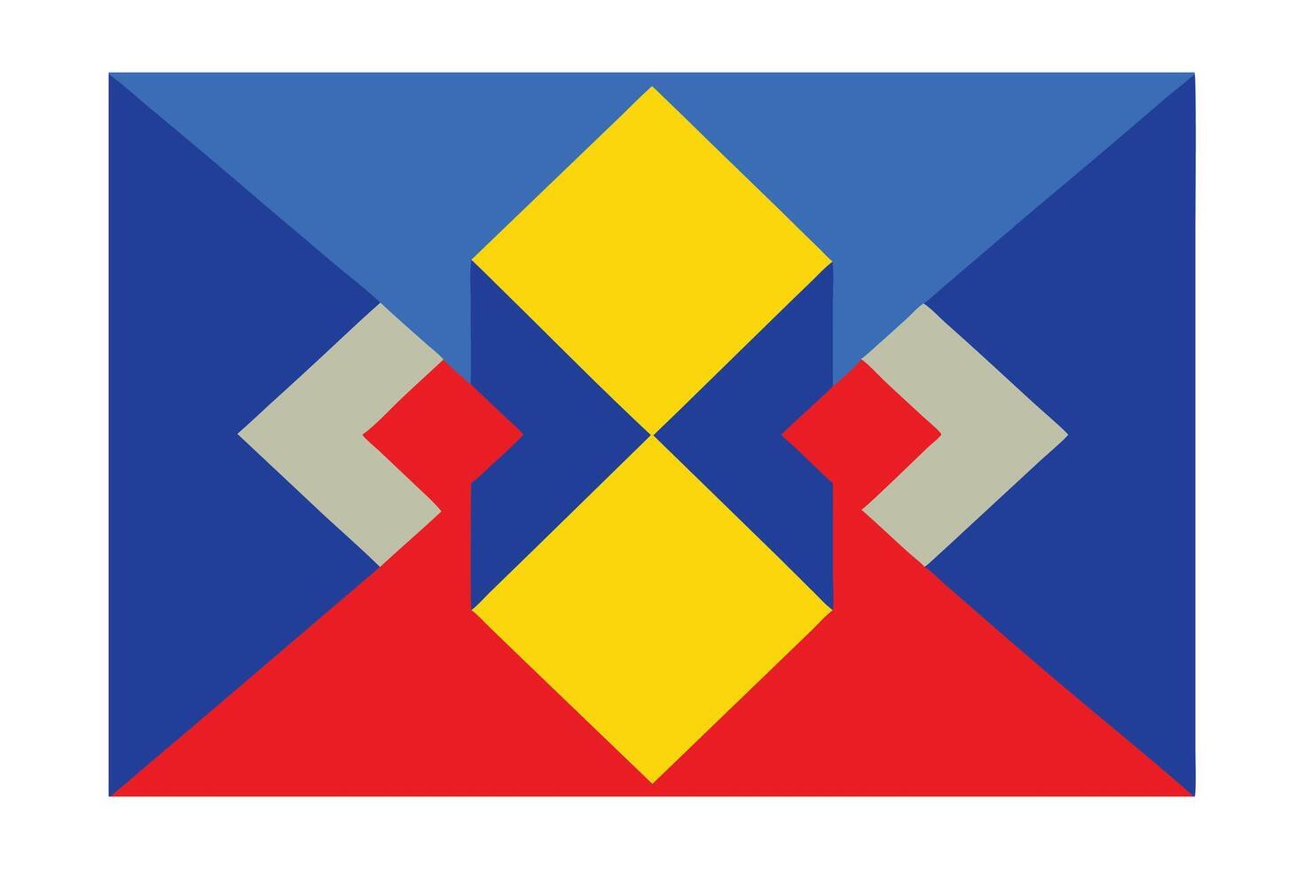 Abstract Geometric Design Red, Yellow, Blue, Gray Triangles vector