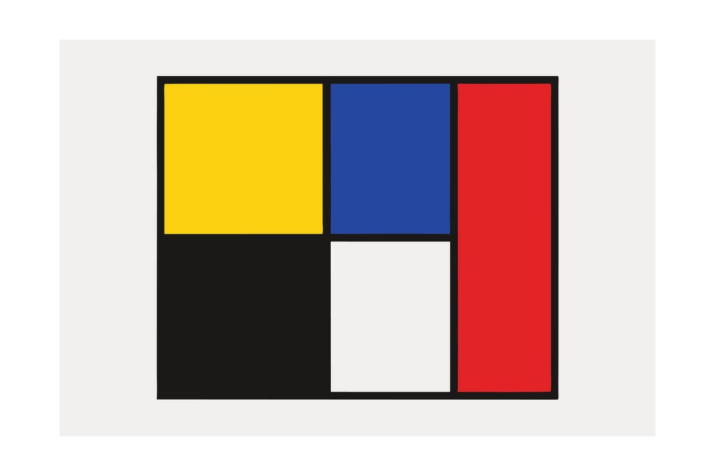 Minimalist Geometric Composition With Primary Colors And Black Outlines In A Piet Mondrian Style Design For Creative Projects vector
