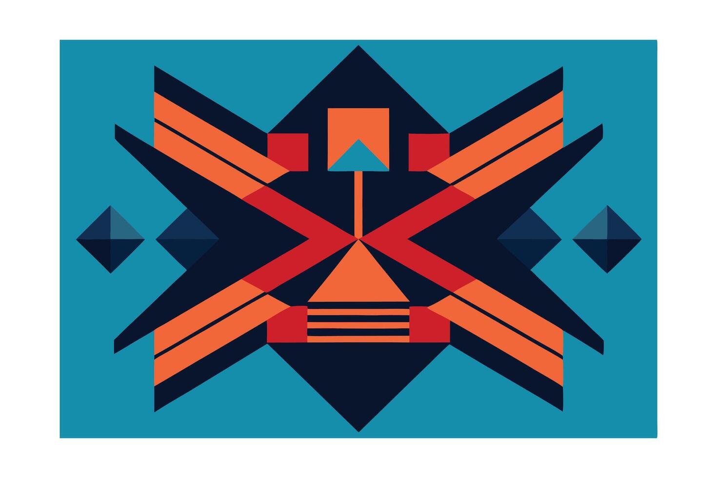 Geometric Abstract Pattern Illustration Featuring Bold Shapes In Blue Orange Red And Black Colors For Modern Design Backgrounds vector