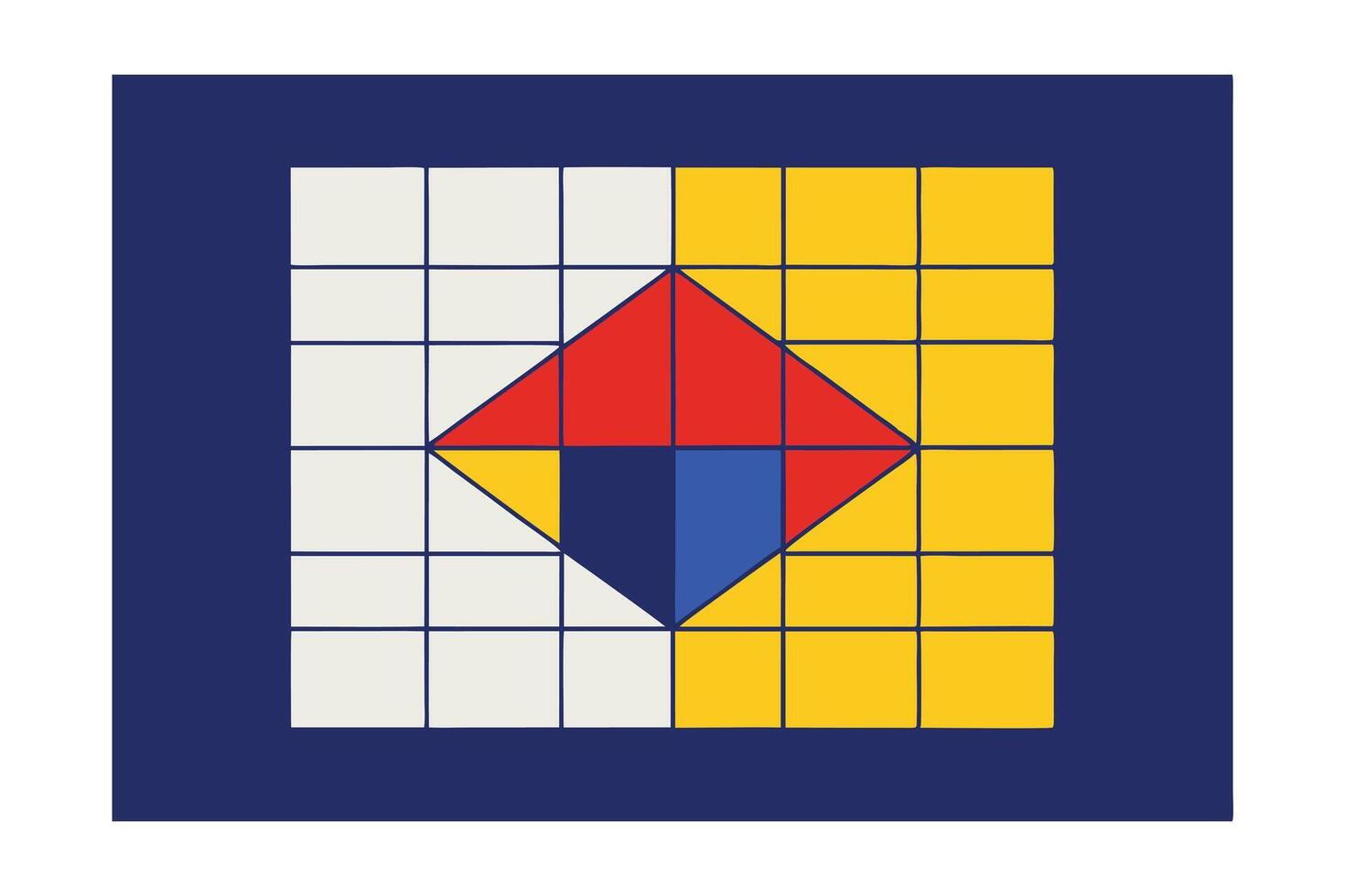 Abstract Grid Pattern Design With Red Blue And Yellow Diamond Geometric Composition Artistic Flat Design Creative Style Illustration vector