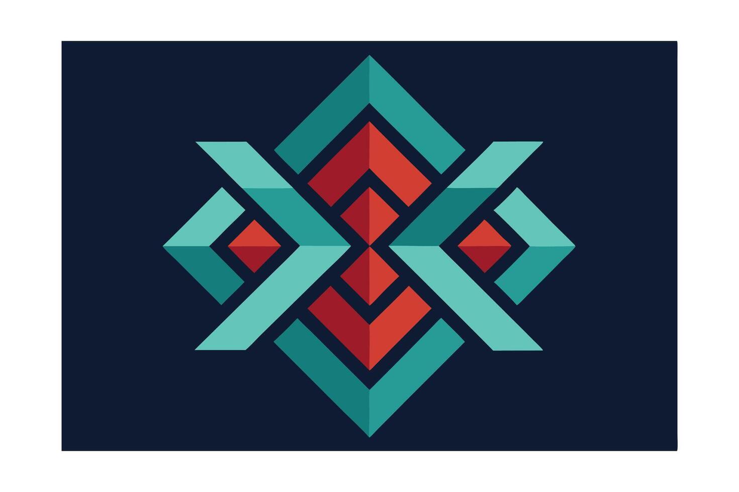 Abstract Geometric Pattern With Teal And Red Arrows Against A Dark Blue Background For Modern Designs And Creative Projects vector