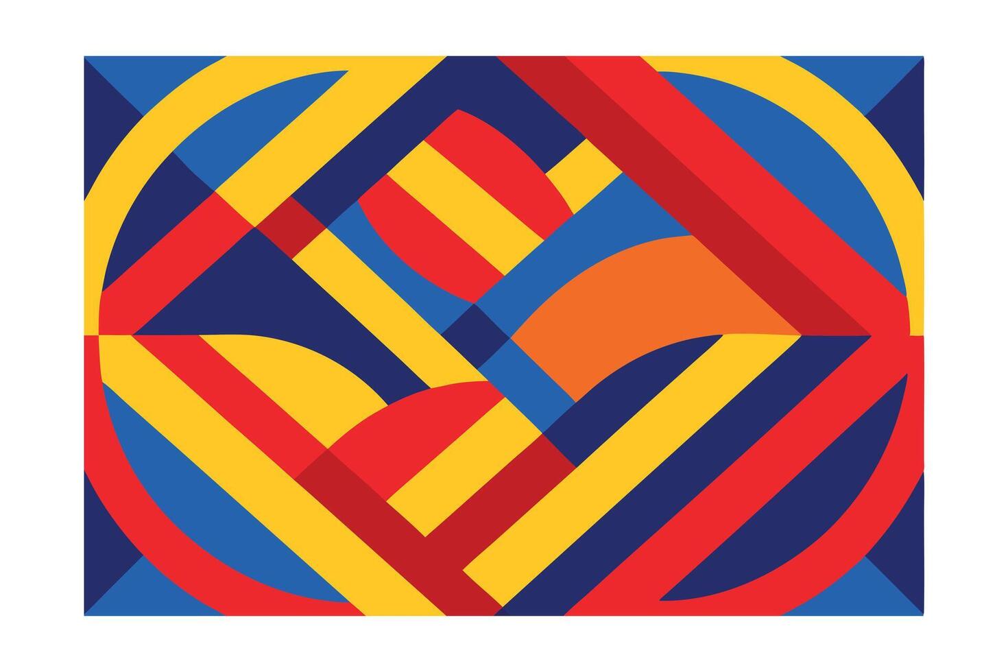 Abstract Geometric Design With Circles And Rectangles In Primary Colors Modern Flat Design Illustration Background With Retro Style Vibe vector