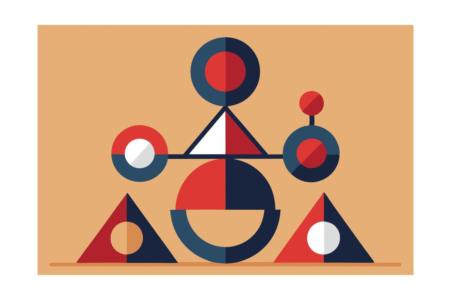 Abstract Composition With Geometric Shapes In Red White And Blue Flat Design Retro Style Illustration Background Artistic Creation Decorative Element vector