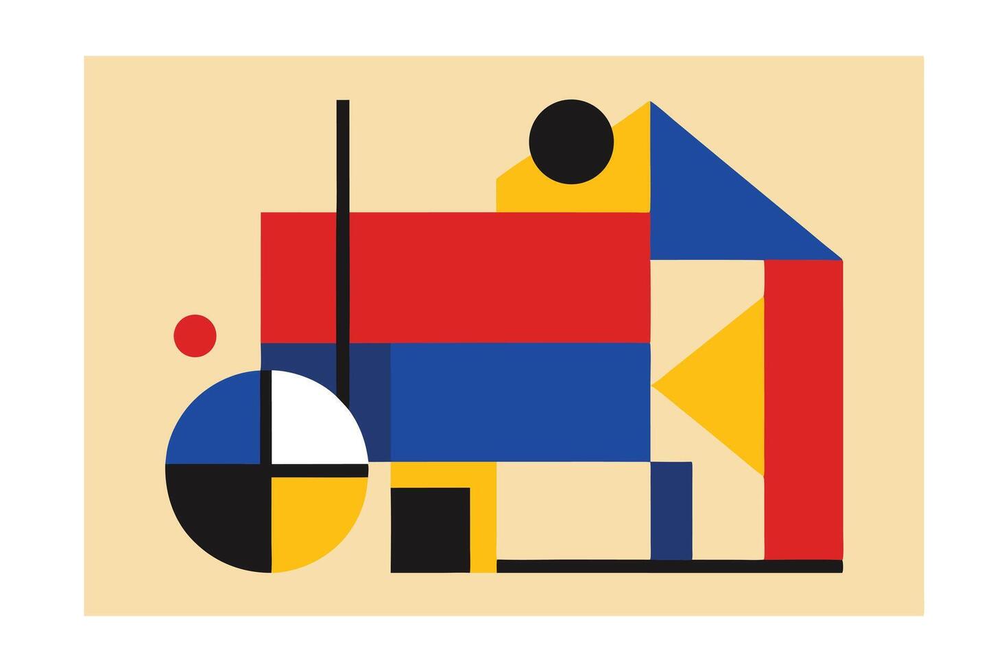 Geometric Abstract Composition With Primary Colors Inspired By Mondrian Design And Bauhaus Style For Creative Projects And Artistic Backgrounds vector