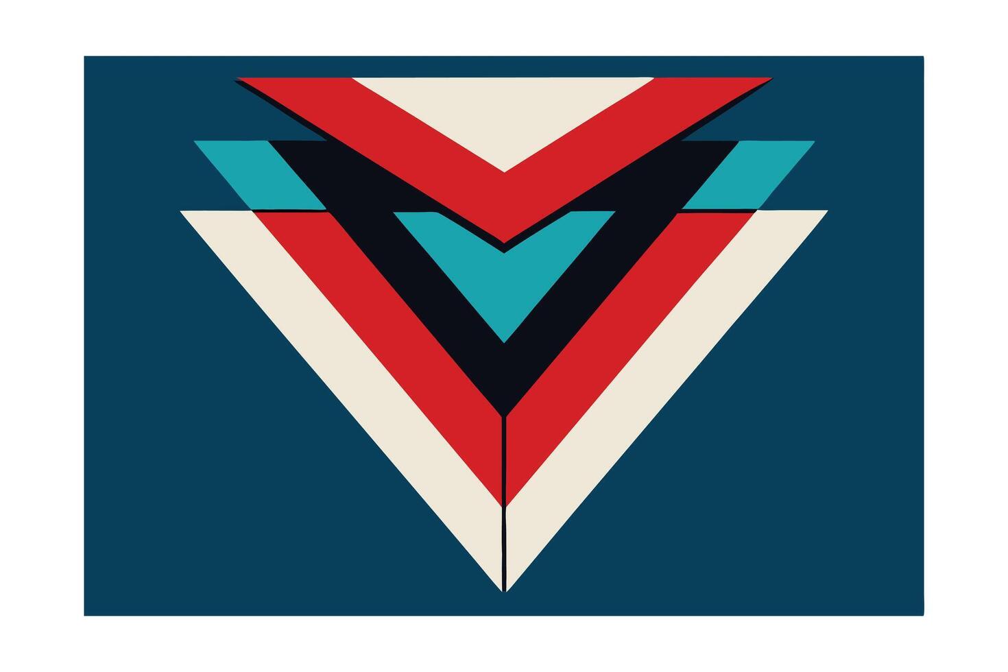 Retro Abstract Triangles Stacked Graphic With Bold Color Palette On Deep Blue Background For Wall Art And Creative Projects vector