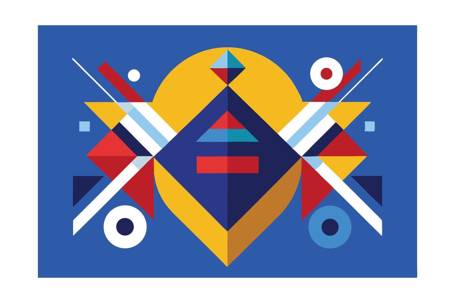 Geometric Abstract Composition Bold Colors Illustration Bauhaus Style Graphic Design Minimalist Aesthetic Symmetry Modern Art Background Wallpaper Poster vector