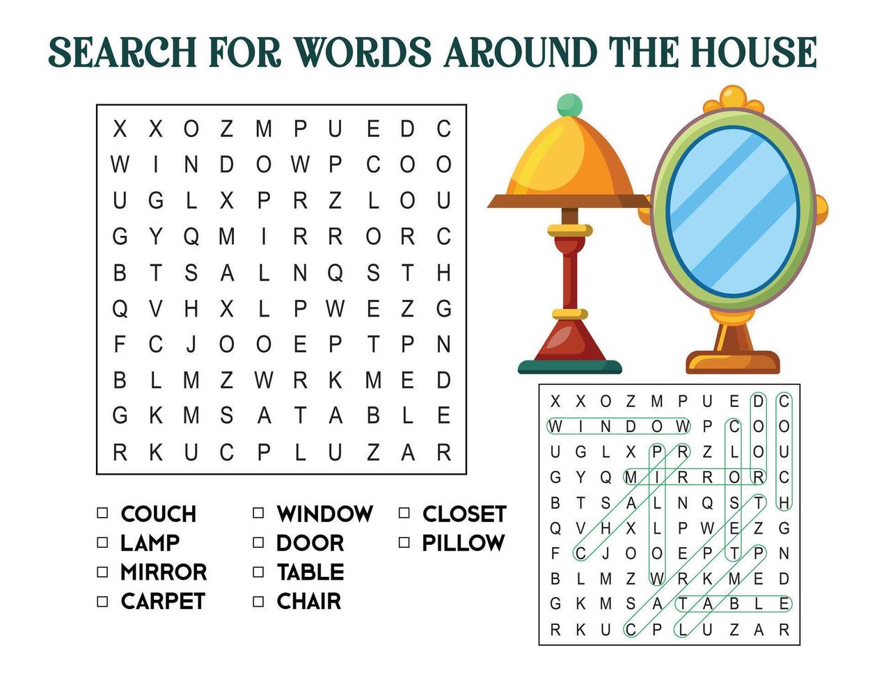Search for Words Around the House vector