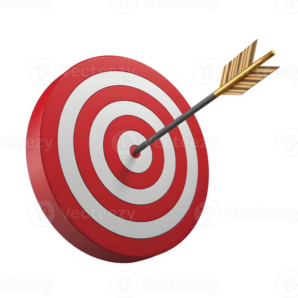 Red White Bullseye 3D Icon Transparent Background for Graphic Design png