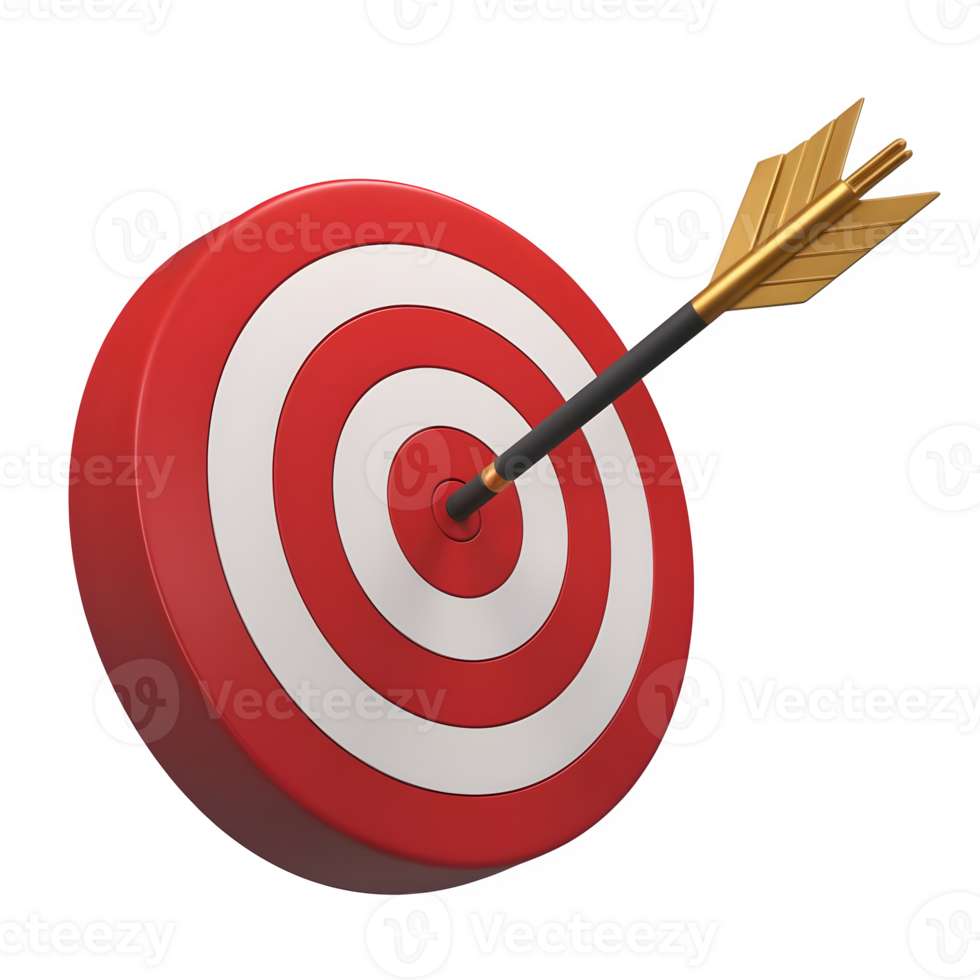 3D Red Target Icon Isolated on Transparent Background png
