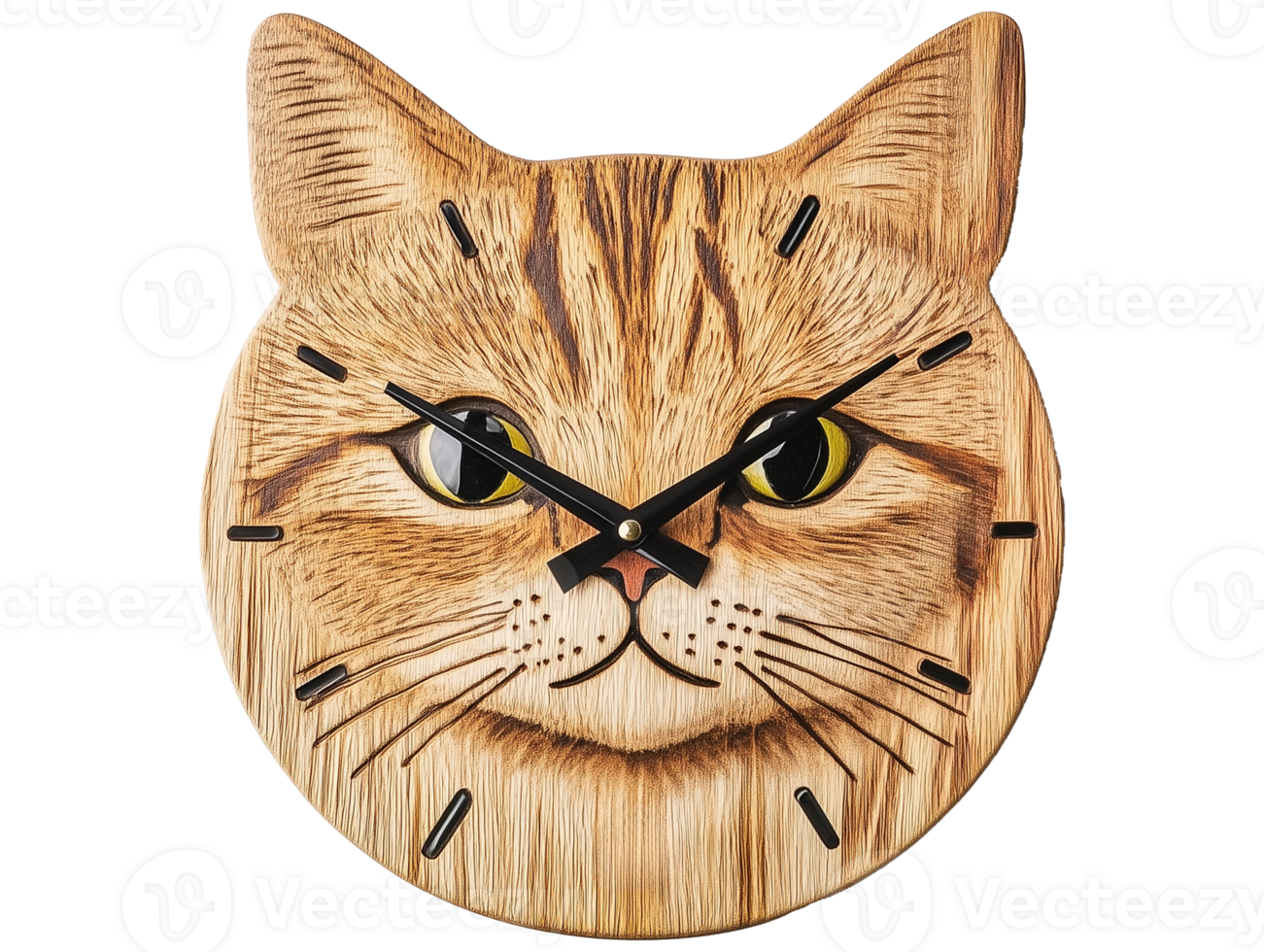 Cat Face Wooden Clock png