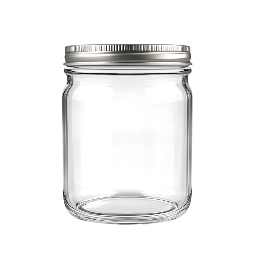empty glass jar with lid isolated on transparent background png
