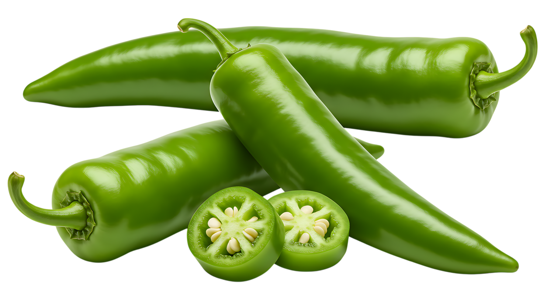 green chili peppers on transparent background png
