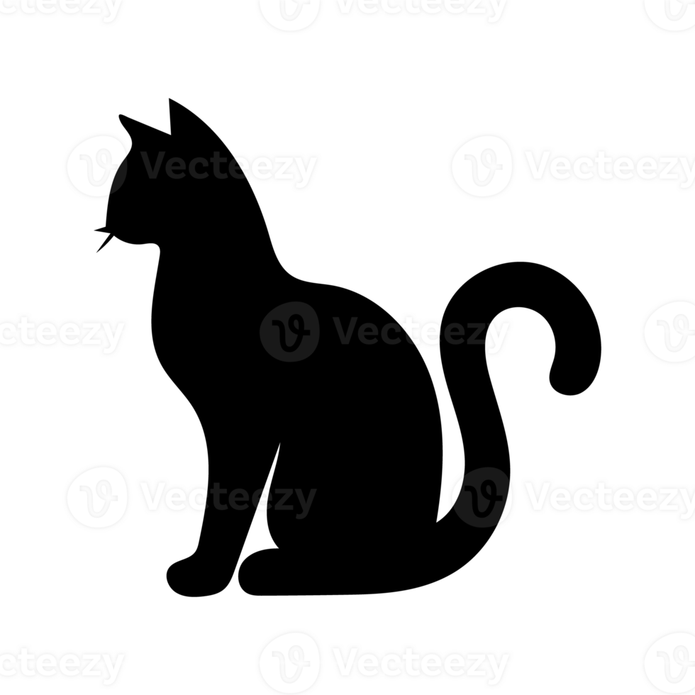 Majestic black cat silhouette elegant feline posture simple graphic design minimalist pet animal art png