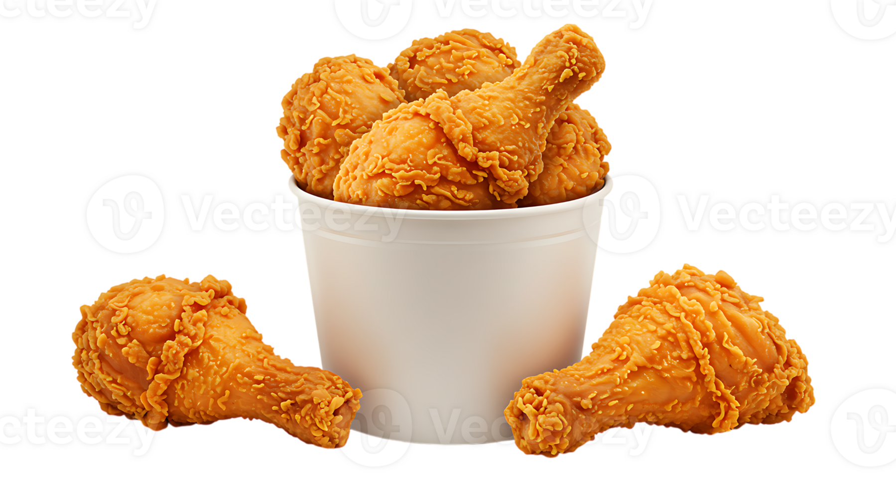 a bucket of fried chicken on a transparent background png