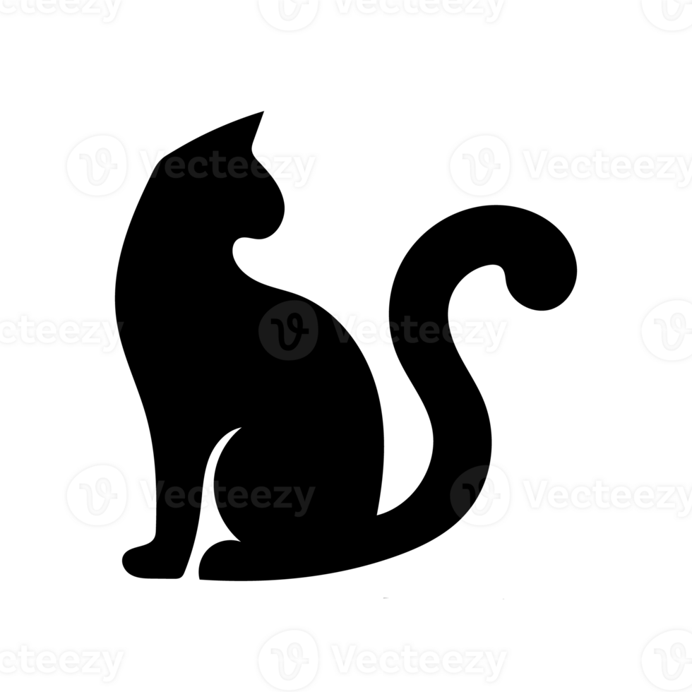 Majestic black cat silhouette elegant feline profile simple graphic design perfect for pet lovers minimalist artwork stylish cat image black cat art png