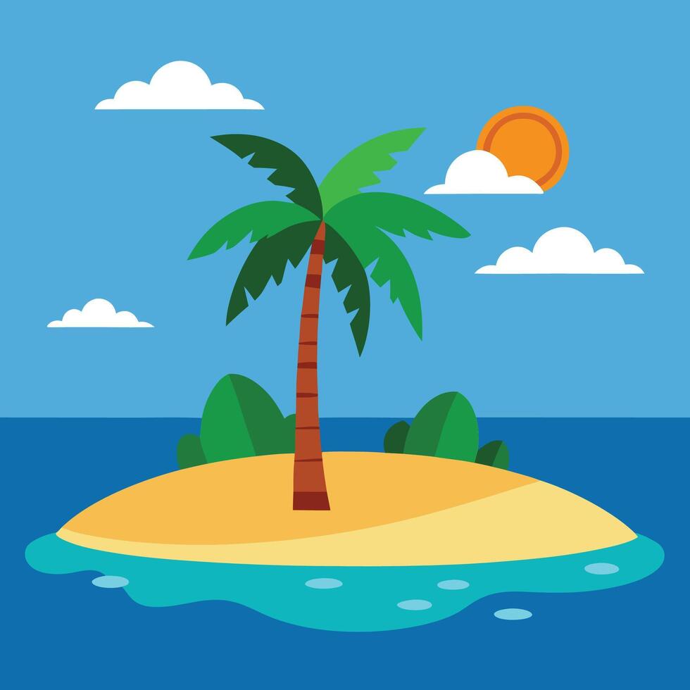 A Peaceful Tropical Haven with Palm Tree vector
