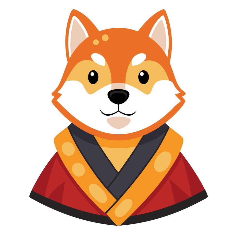 Adorable Shiba Inu Wearing Japanese Outfit vector