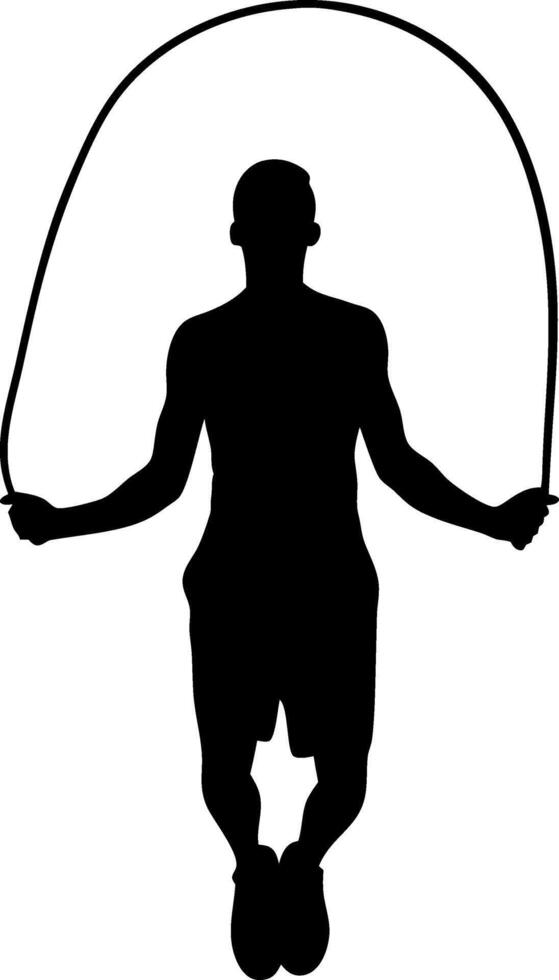 Man Silhouette Skipping Rope For Fitness And Cardio Workout Illustration For Health And Exercise Conceptual Design vector