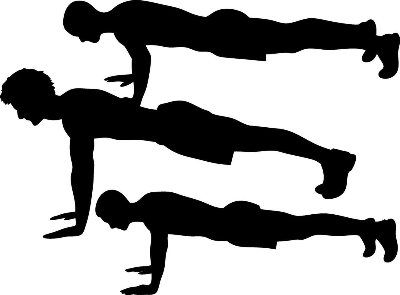 Pushup Exercise Silhouette Graphic Featuring Men Doing Pushups For Strength Training,Fitness Routine,And Bodyweight Training At The Gym vector