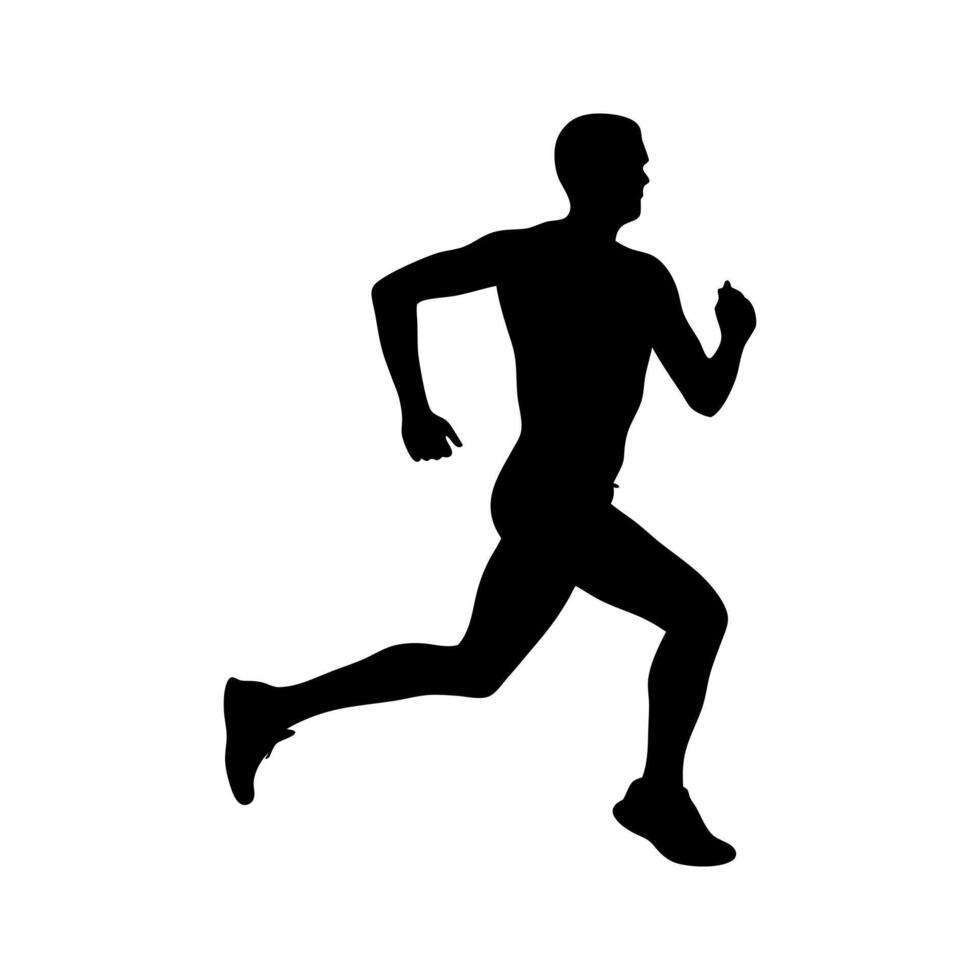 Silhouette Of Male Athlete In Running Motion On Isolated White Background Depicting Sport Exercise And Healthy Lifestyle vector