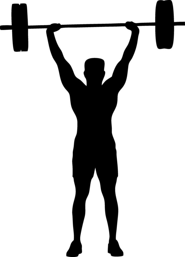 Weightlifter Silhouette Lifting Barbell Over Head For Powerlifting Or Strength Training Graphic Illustration In Format For Stock Images vector